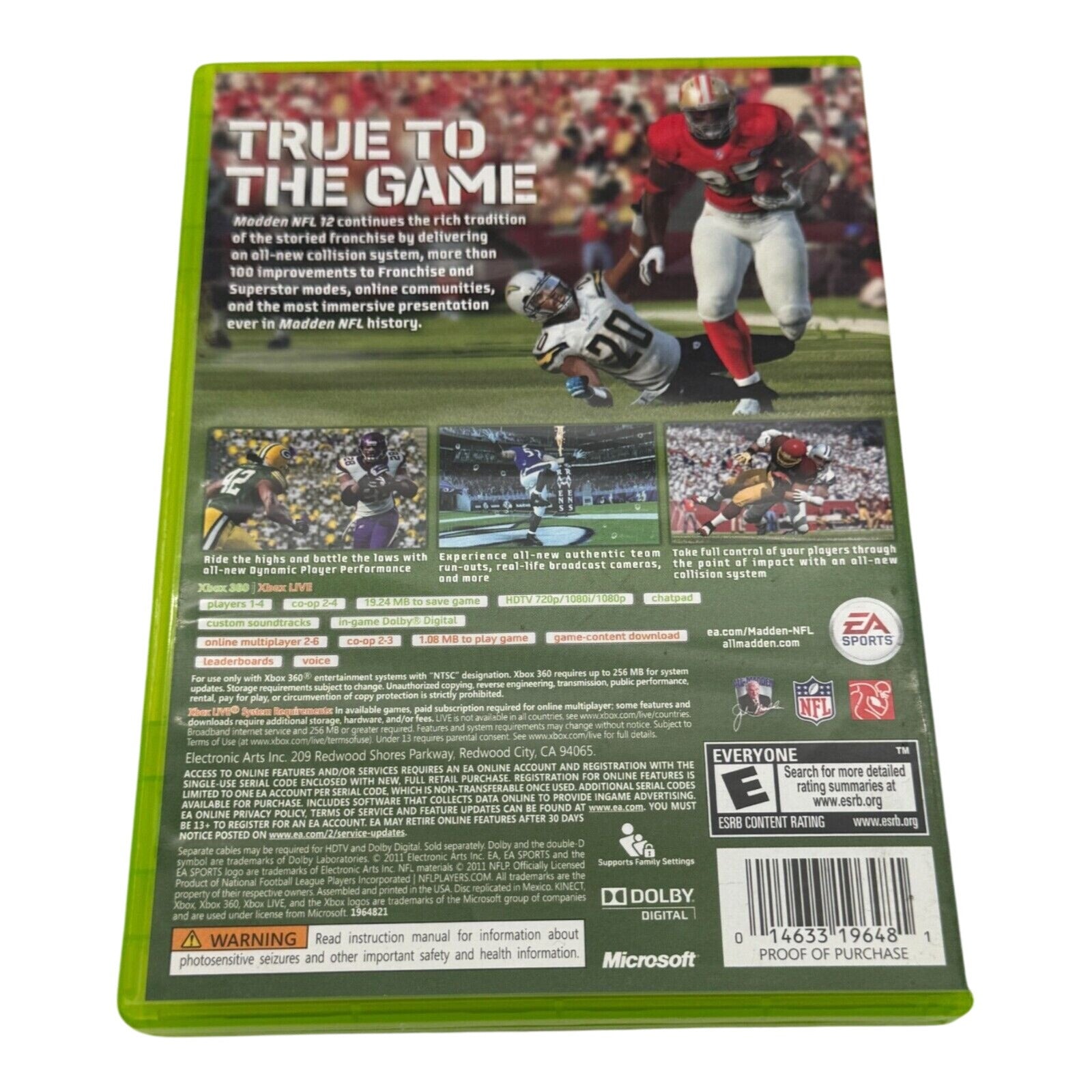 Madden NFL 12 Xbox 360 Game with Manual & Case – football game - Flip Side CollectiblesXBox 360 gameEA Sports
