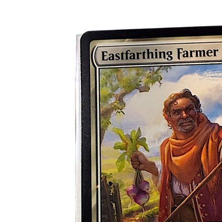 Close-up of the Eastfarthing Farmer card art showing a Halfling Peasant in a field.