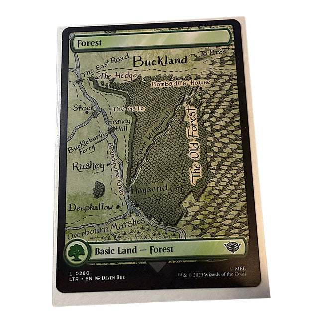 Magic: The Gathering Forest Card featuring a map of Middle Earth by Deven Rue