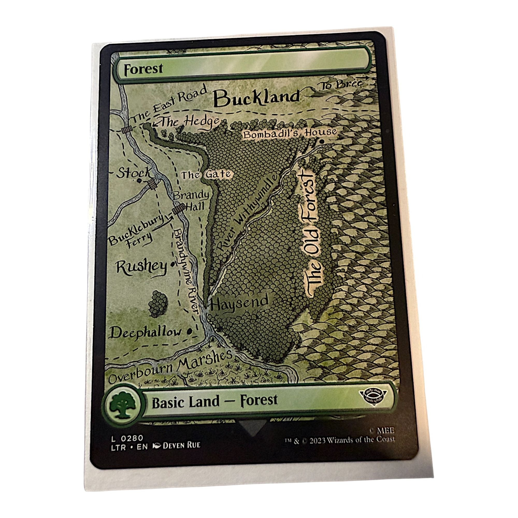 Magic: The Gathering Forest Card featuring a map of Middle Earth by Deven Rue