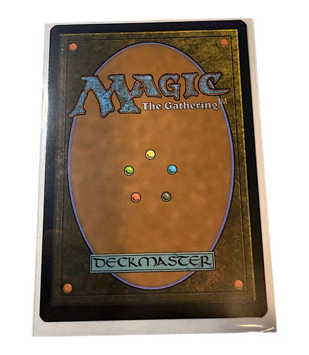 Back of the Magic: The Gathering card showing the Deckmaster logo