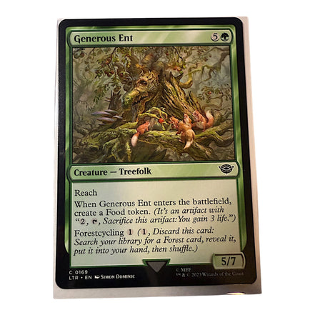 Magic: The Gathering Generous Ent card showing Treefolk creature with forest background