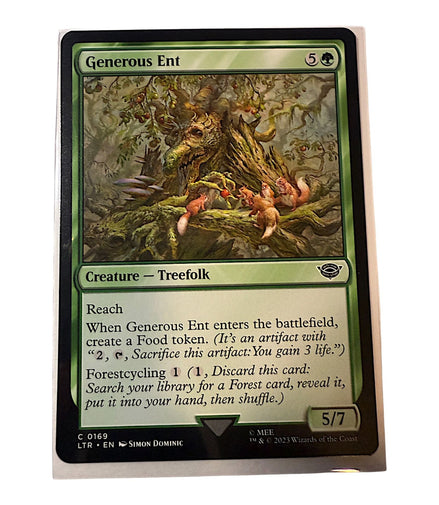 Magic: The Gathering Generous Ent card showing Treefolk creature with forest background