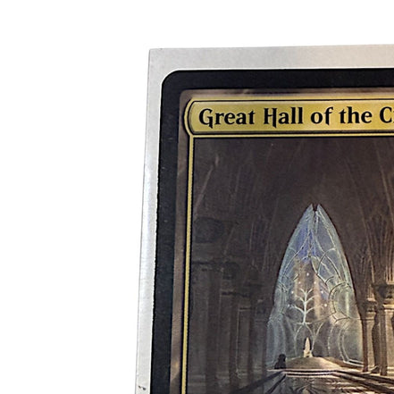 Close-up of the Great Hall of the Citadel card text detailing mana abilities and legendary spell casting.