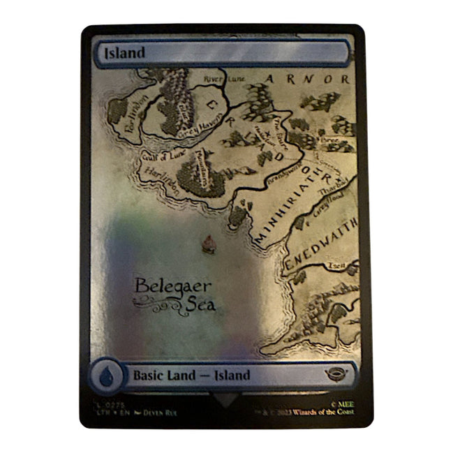Magic: The Gathering Island card featuring a map design from the 2023 Lord of the Rings set