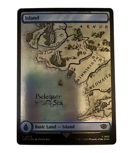 Magic: The Gathering Island card featuring a map design from the 2023 Lord of the Rings set