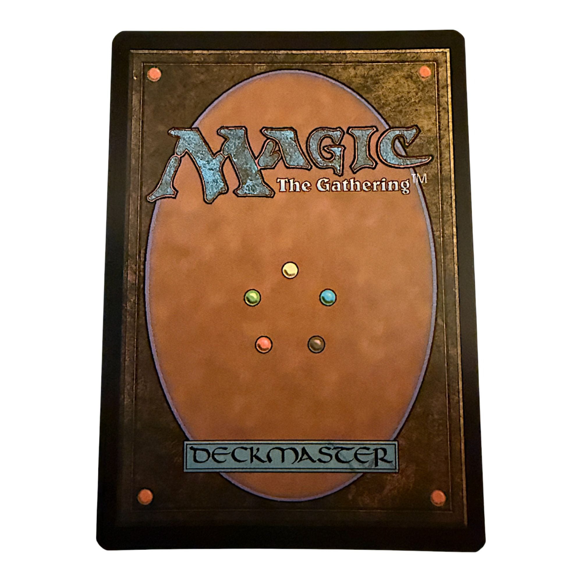 Back of a Magic: The Gathering card with the Deckmaster logo