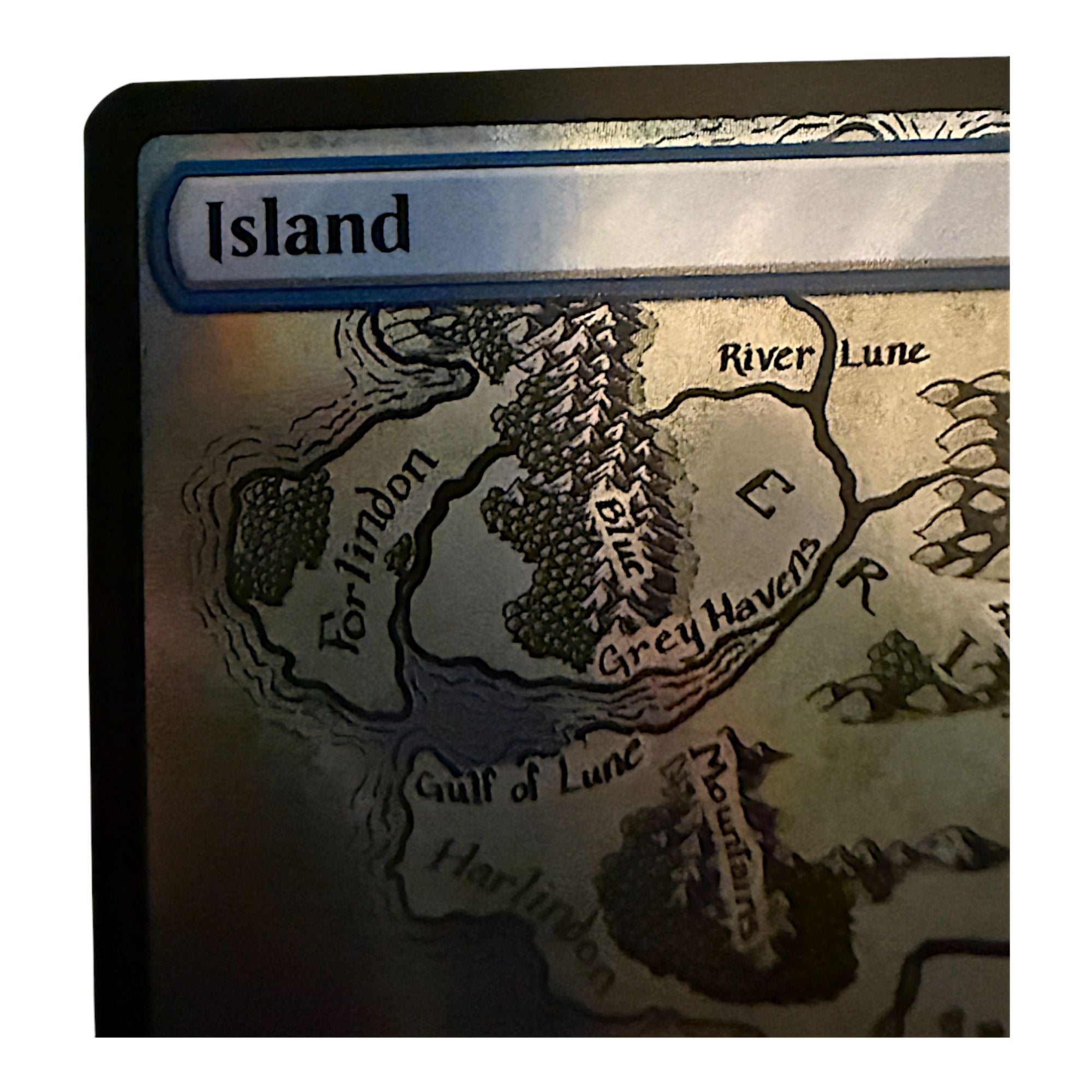 Close-up of the Island card showing detailed map artwork