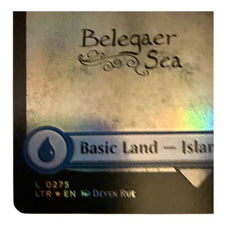 Close-up of the Island card's holographic finish