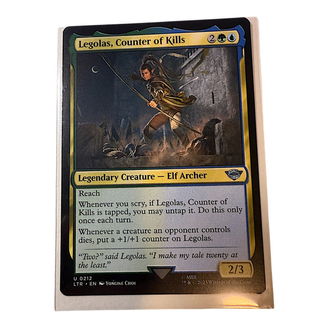Magic: The Gathering Legolas Counter of Kills card featuring an elf archer