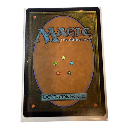 Back of a Magic: The Gathering card showing the iconic deckmaster design.