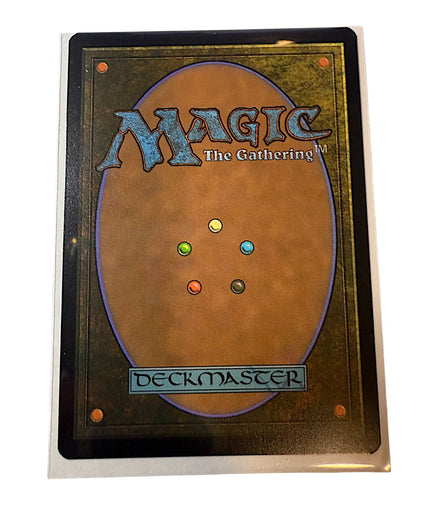Back of a Magic: The Gathering card showing the iconic deckmaster design.
