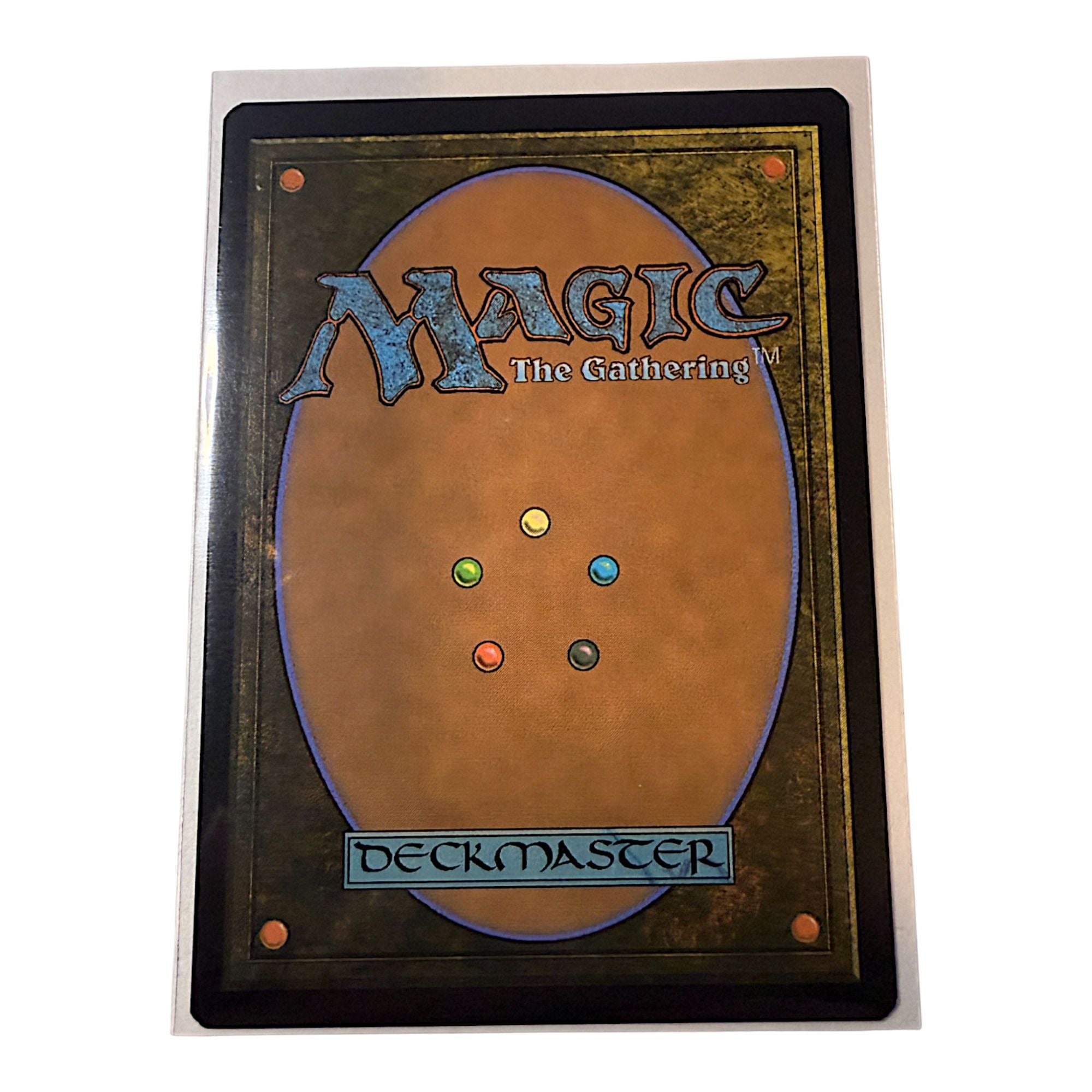 Back of a Magic: The Gathering card featuring the Deckmaster logo