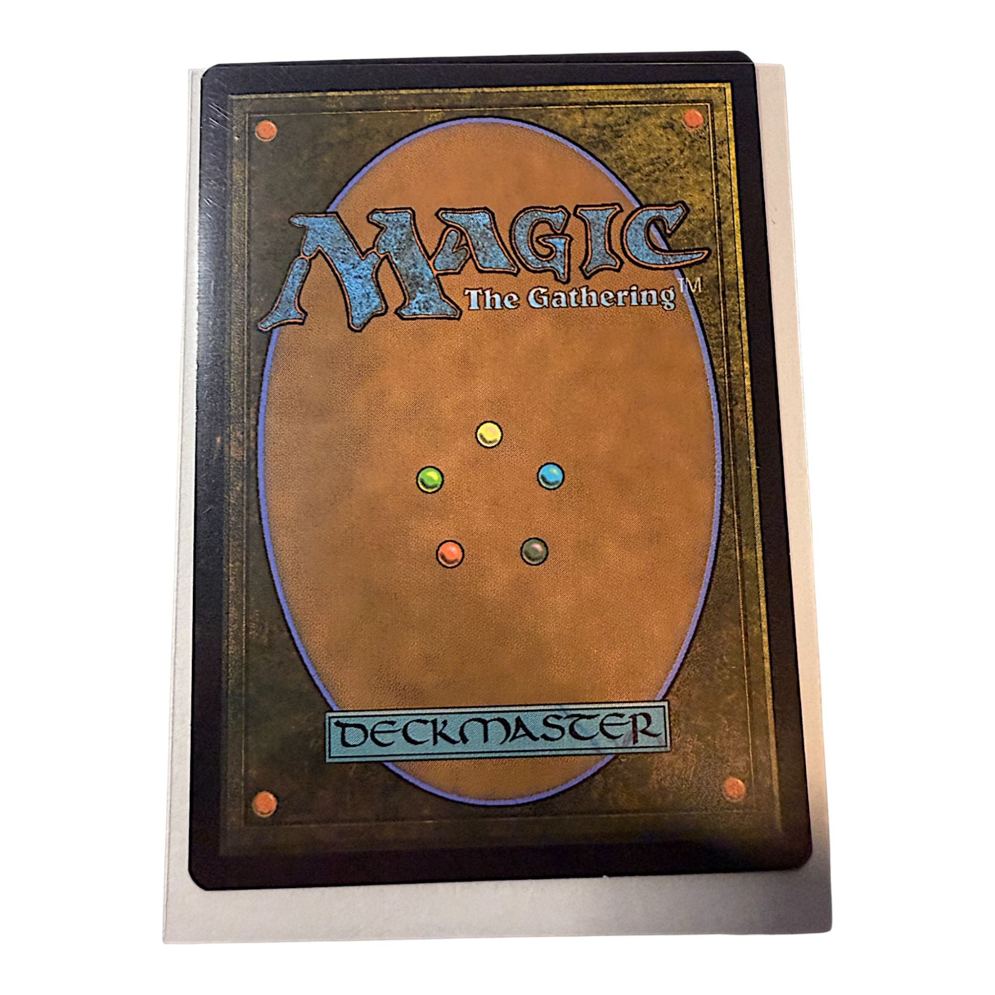 Back of a Magic: The Gathering card with the Deckmaster logo.