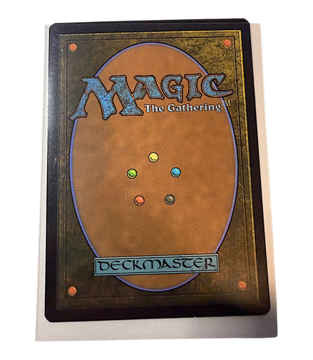 Back of a Magic: The Gathering card with the Deckmaster logo.