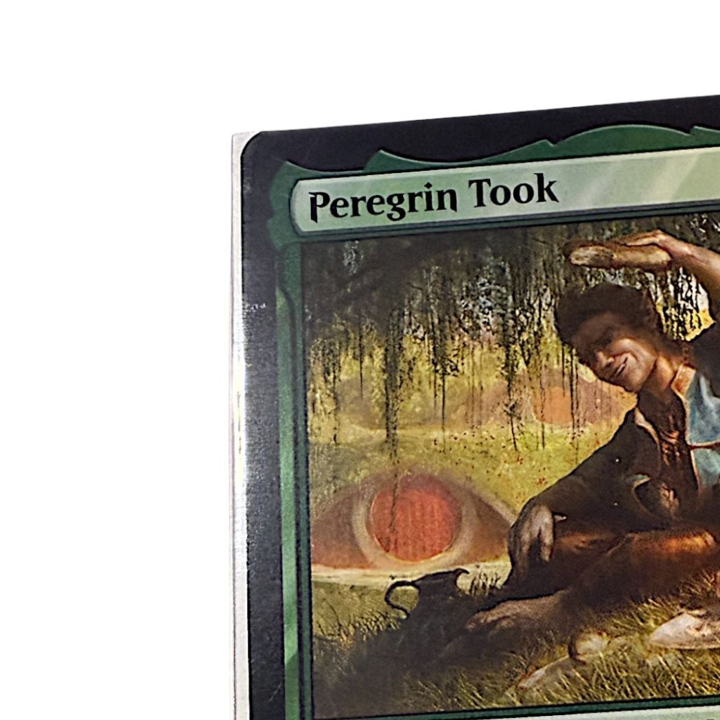 Close-up of Peregrin Took card showing artwork and card details.