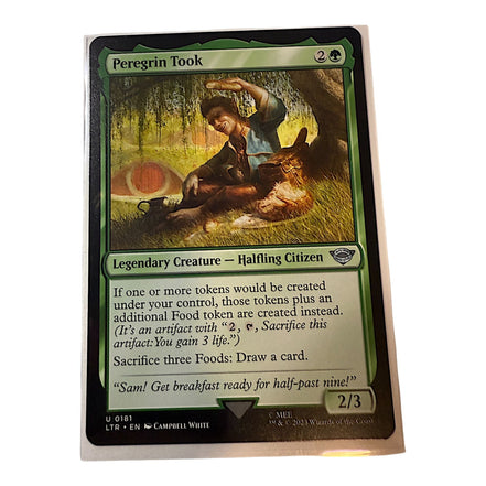 Magic: The Gathering Peregrin Took card showing a Halfling Citizen with token creation abilities.