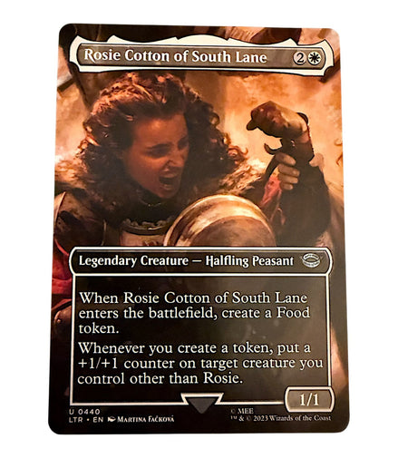 Magic: The Gathering Rosie Cotton of South Lane card featuring a legendary halfling peasant