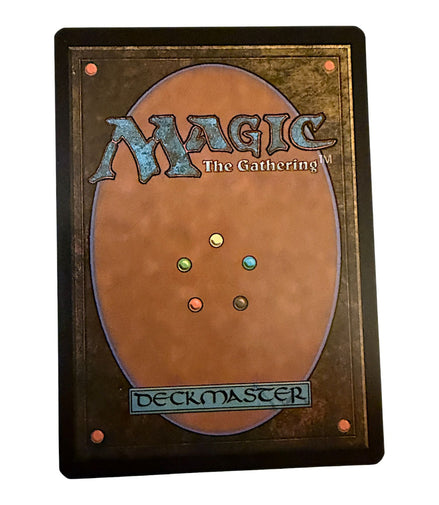 Back of a Magic: The Gathering card showing the iconic deckmaster design