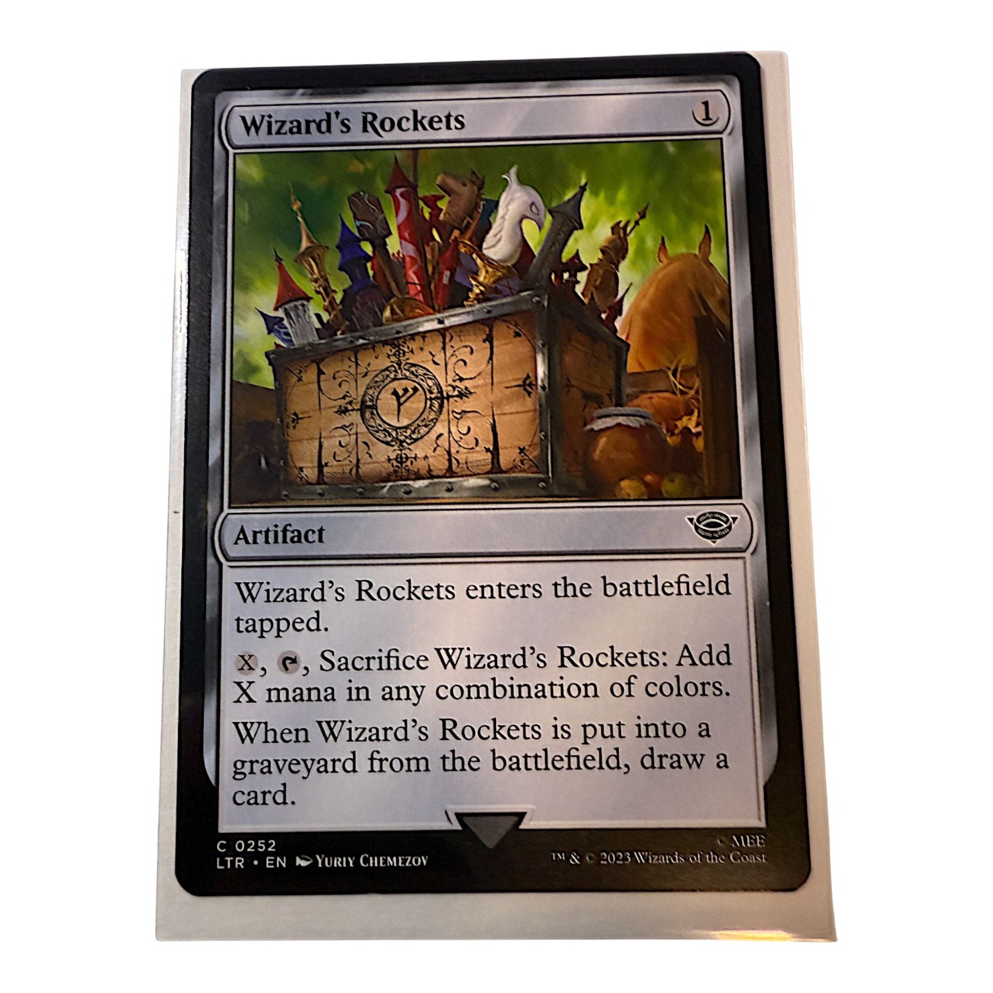 Magic The Gathering Wizards Rockets card showing artifact details