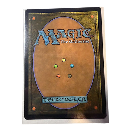 Back of Magic The Gathering card with Deckmaster logo