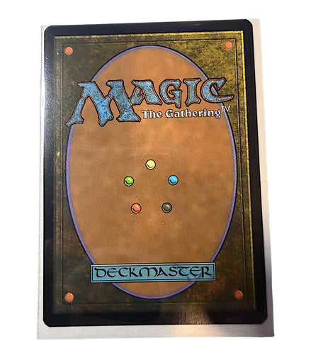 Back of Magic The Gathering card with Deckmaster logo