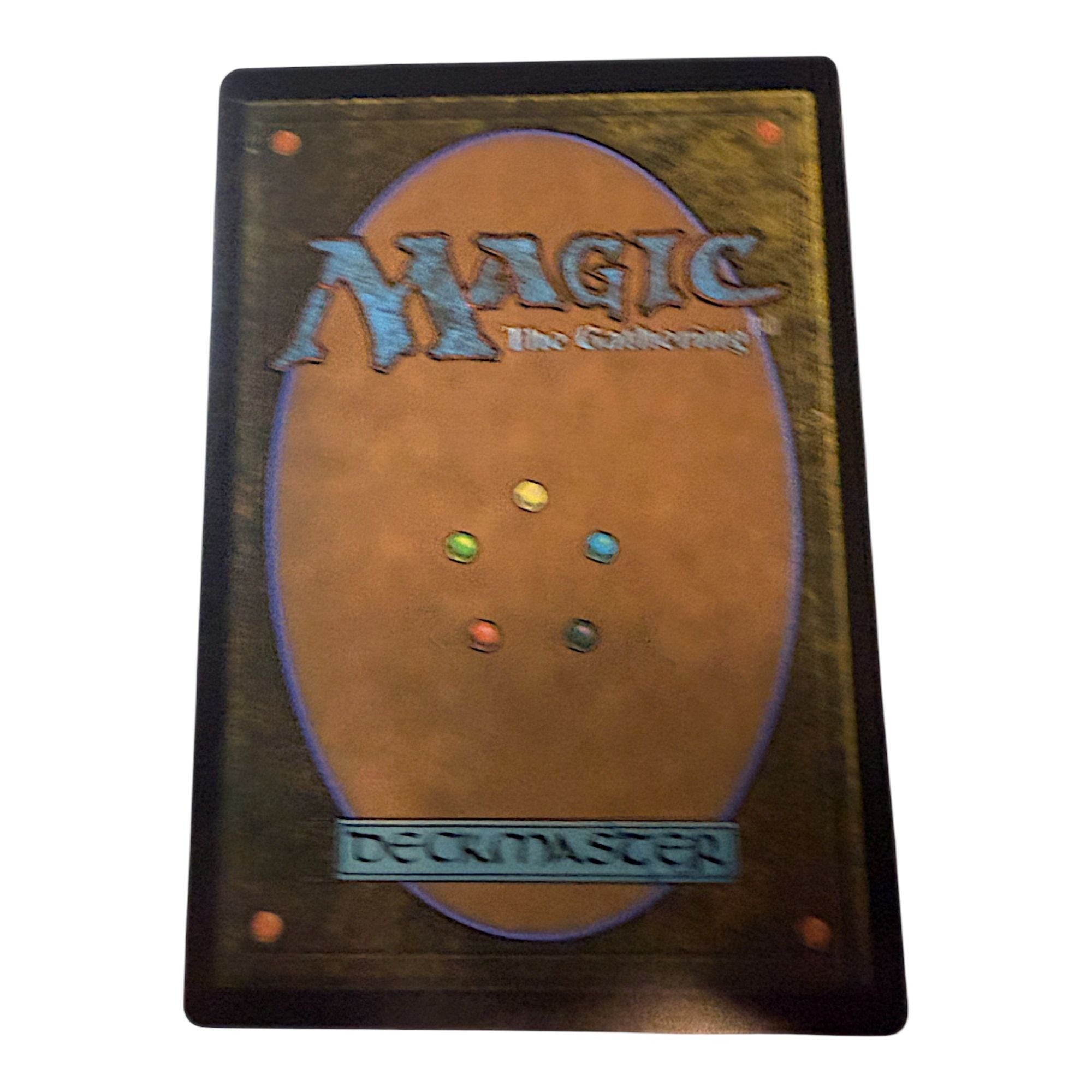 Back of Magic The Gathering card with deckmaster logo