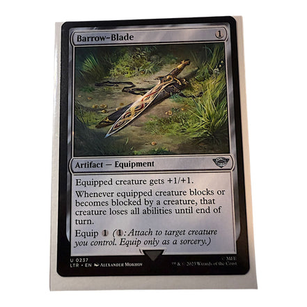 Magic: The Gathering Barrow-Blade card showing artifact equipment details