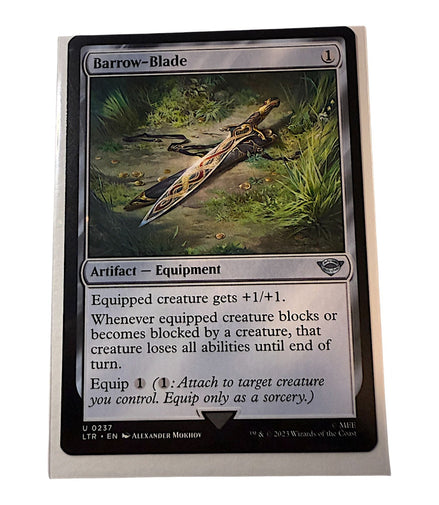 Magic: The Gathering Barrow-Blade card showing artifact equipment details