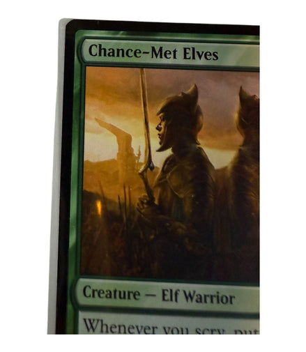 Close-up of Chance-Met Elves card showing Elf Warrior details