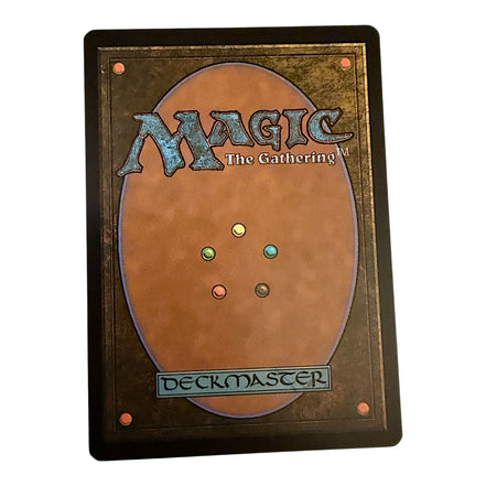 Back of a Magic The Gathering card with deckmaster logo