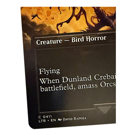 Side view of Dunland Crebain card highlighting creature type and ability