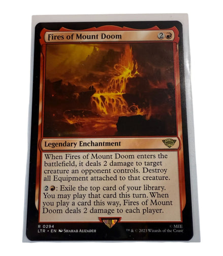 Magic The Gathering Fires Of Mount Doom card showing legendary enchantment details