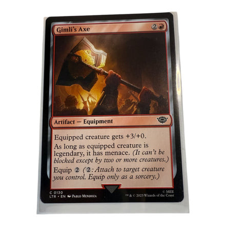 Magic The Gathering Gimli's Axe card showing artifact equipment details