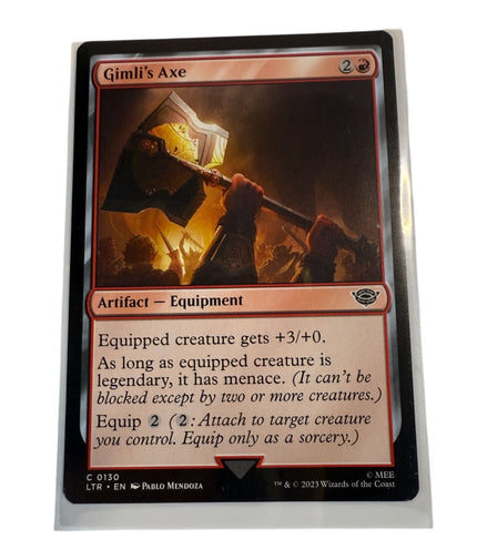 Magic The Gathering Gimli's Axe card showing artifact equipment details