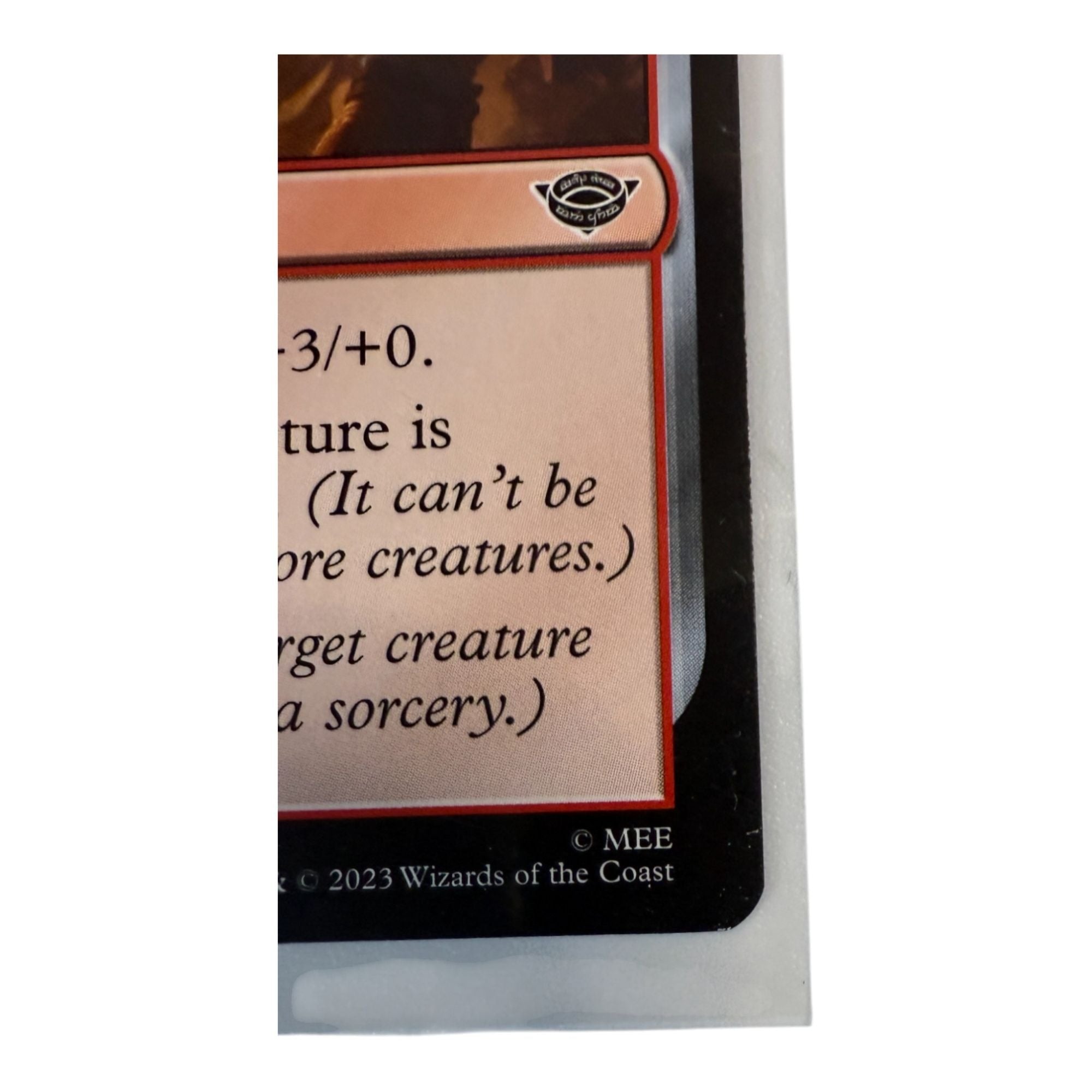Bottom corner of Gimli's Axe card with card text details