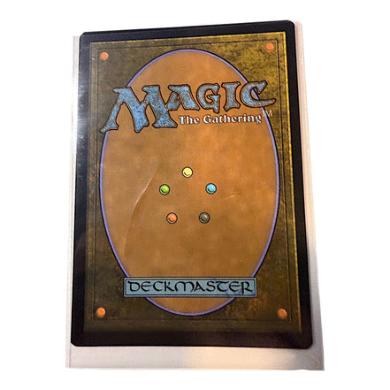 Back of Magic The Gathering card with Deckmaster logo