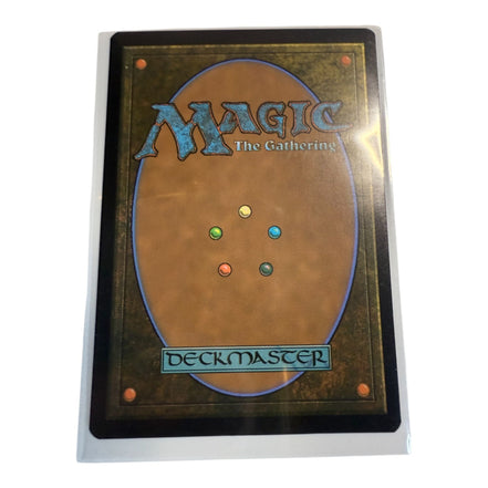 Back of Magic The Gathering card with Deckmaster logo