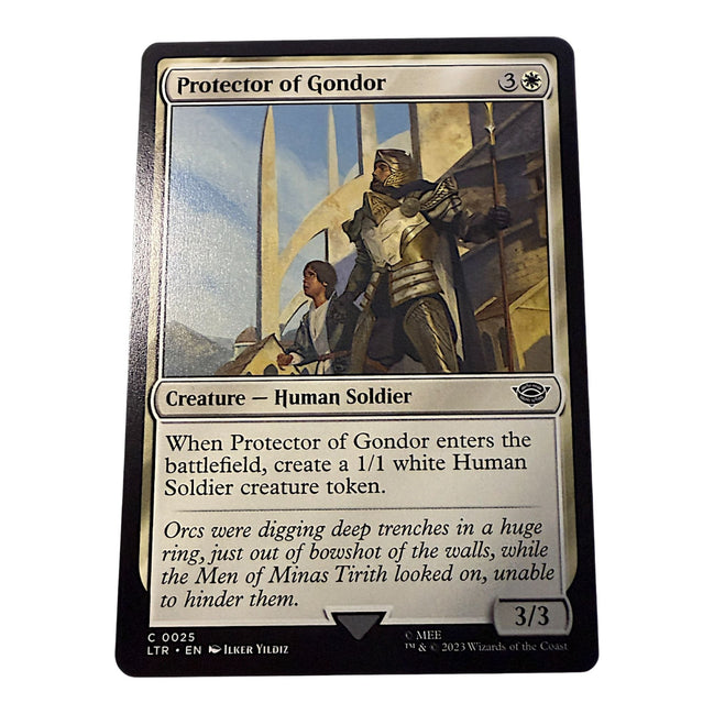Magic The Gathering Protector of Gondor card featuring a human soldier and 1/1 token