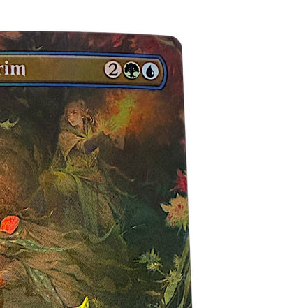Magic: The Gathering Rally The Galadhrim foil sorcery card with vibrant artwork and text detailing its abilities.