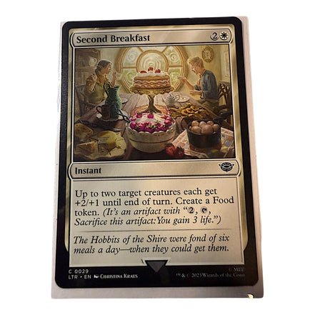 Magic The Gathering Second Breakfast Instant Card featuring a hobbit-themed breakfast scene