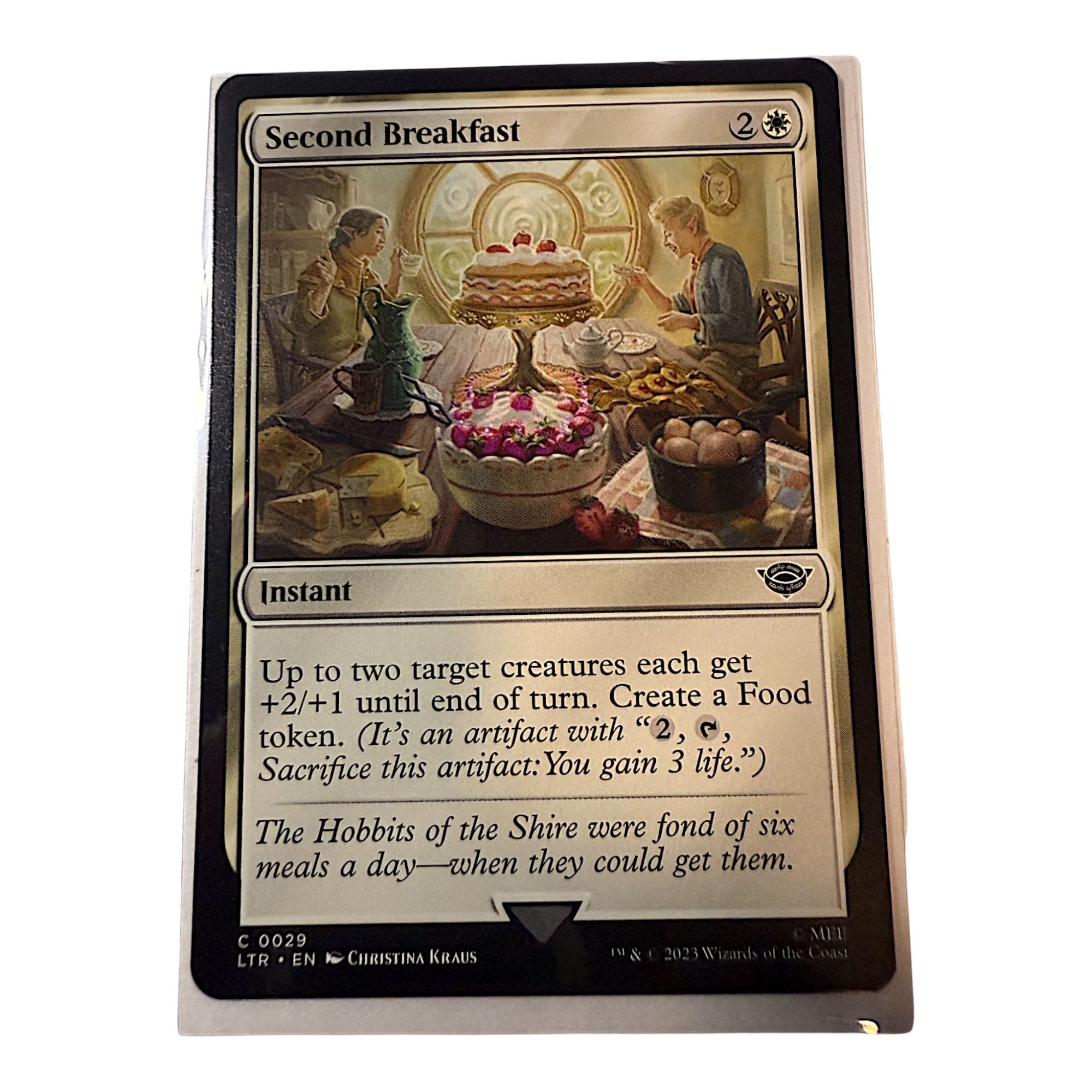 Magic The Gathering Second Breakfast Instant Card featuring a hobbit-themed breakfast scene