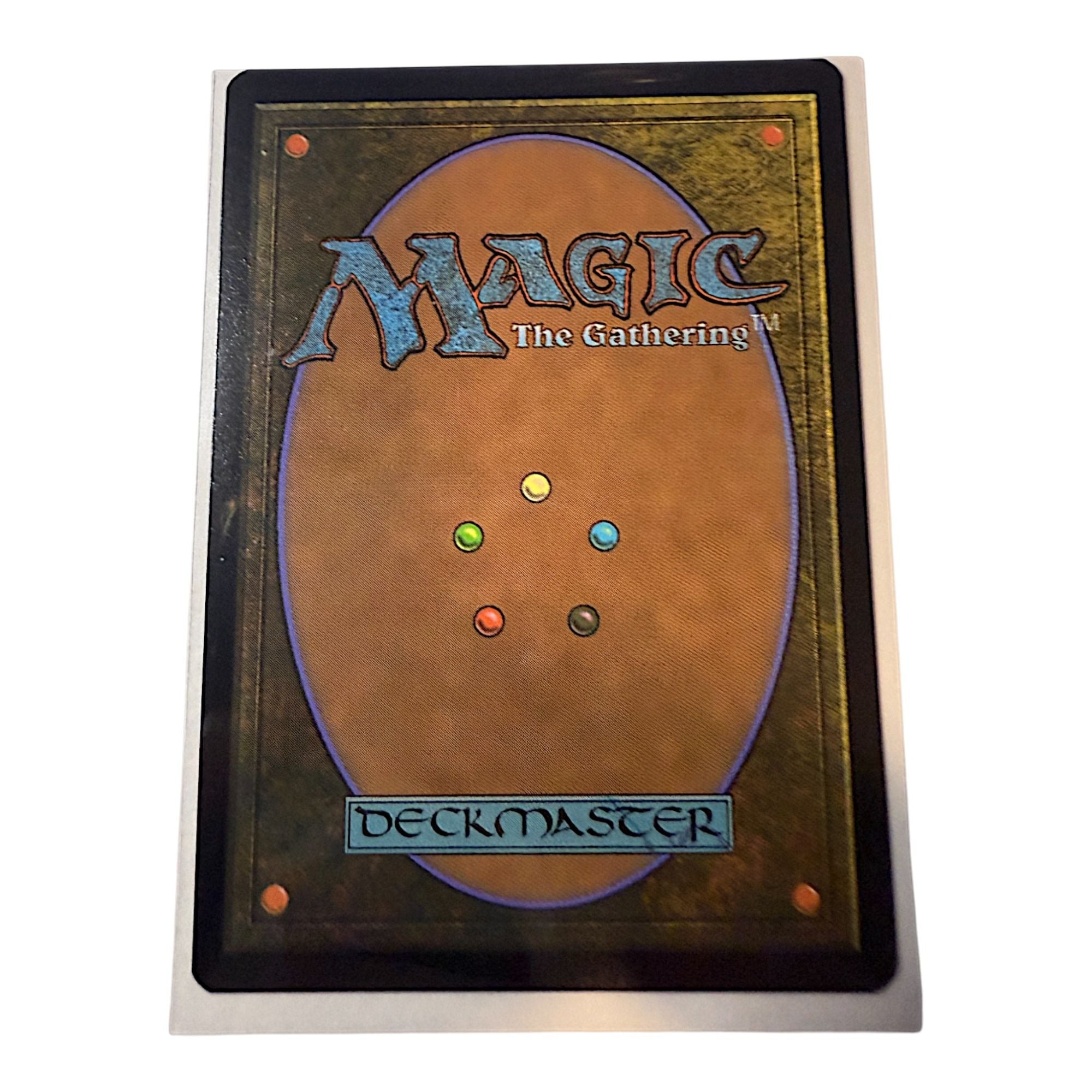 Back of the Magic The Gathering card showing the Deckmaster logo