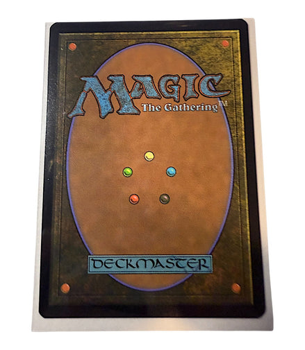 Back of the Magic The Gathering card showing the Deckmaster logo