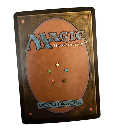 Back of Magic The Gathering card with Deckmaster logo