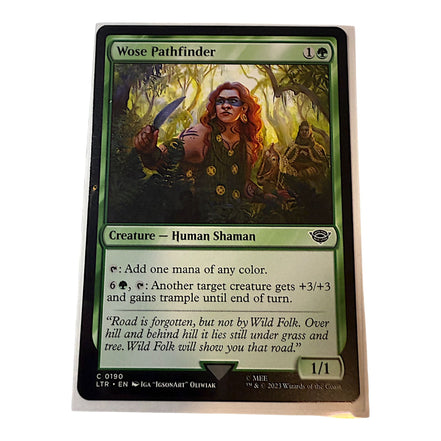 Magic The Gathering Wose Pathfinder card front view showing human shaman