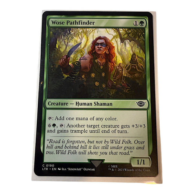 Magic The Gathering Wose Pathfinder card front view showing human shaman