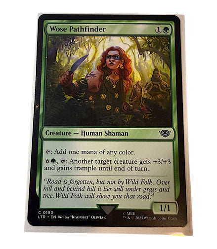 Magic The Gathering Wose Pathfinder card front view showing human shaman