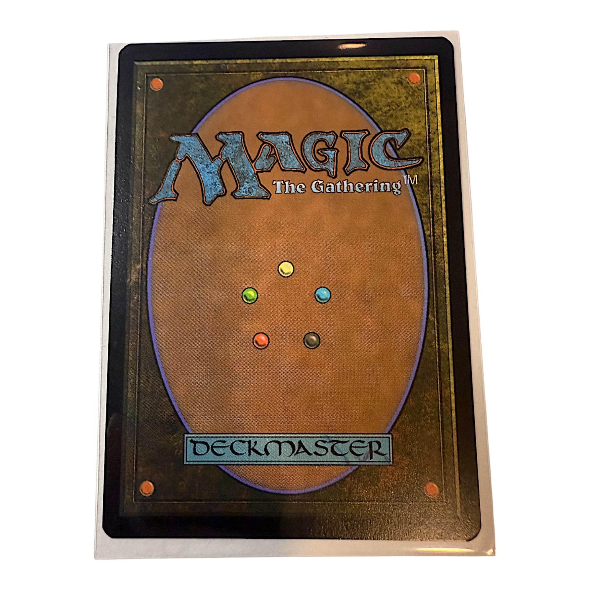 Magic The Gathering card back view with deckmaster logo