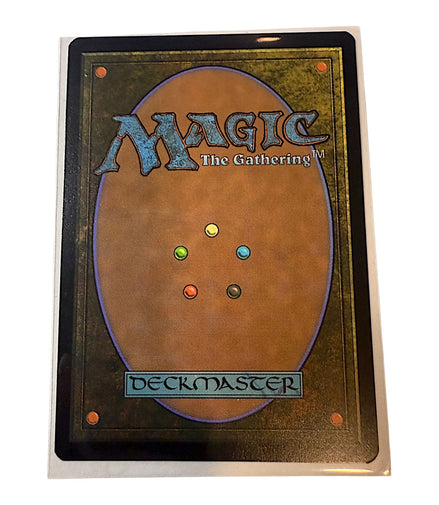 Magic The Gathering card back view with deckmaster logo
